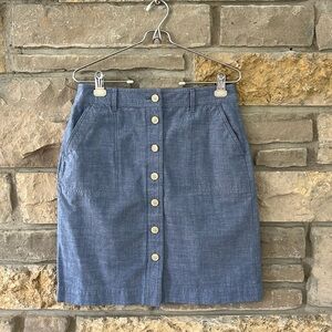 Talbots Blue Button-Front Skirt Size 4